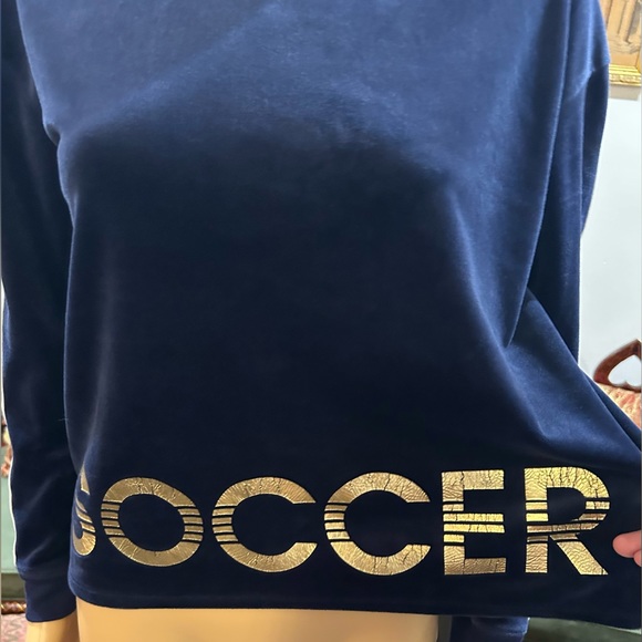 Justice Active, Soccer, Navy Blue Velour, Hoodie. Sz 14/16 - Picture 5 of 9